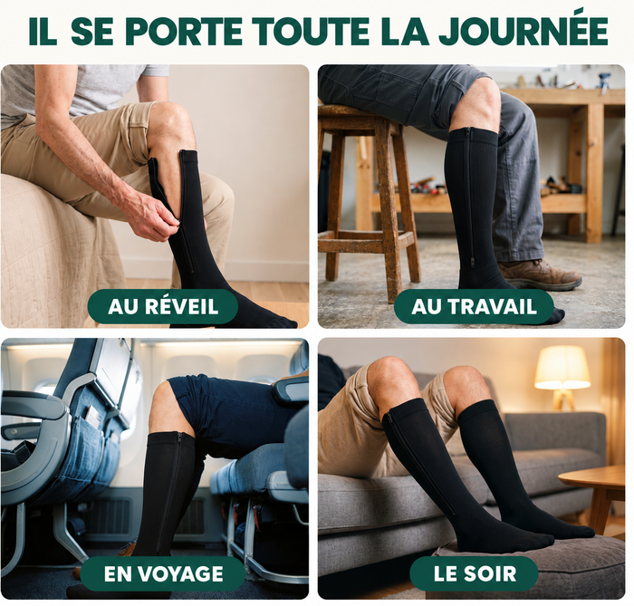 Bas de compression zippé SovaFlex enfilé sans aide