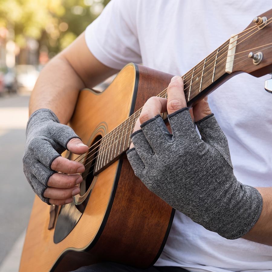 Gants de compression SovaFlex à doigts libres, à la guitare