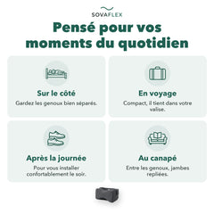 Coussin genoux pensé pour vos moments du quotidien : sur le côté, en voyage, le soir, au canapé