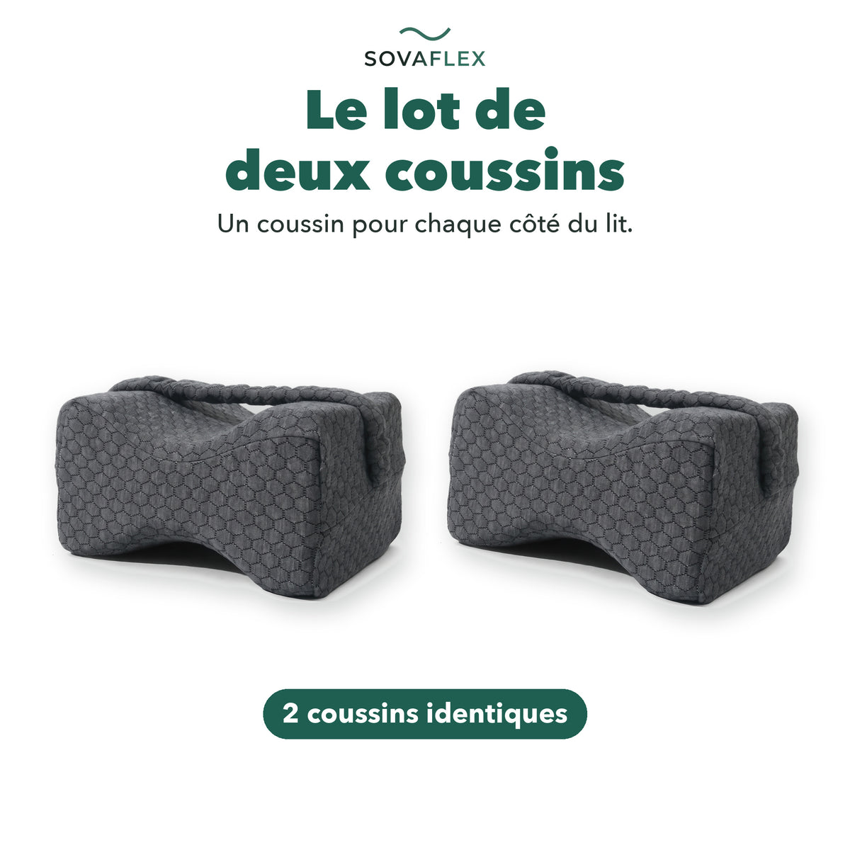 Lot de deux coussins genoux, un coussin pour chaque côté du lit