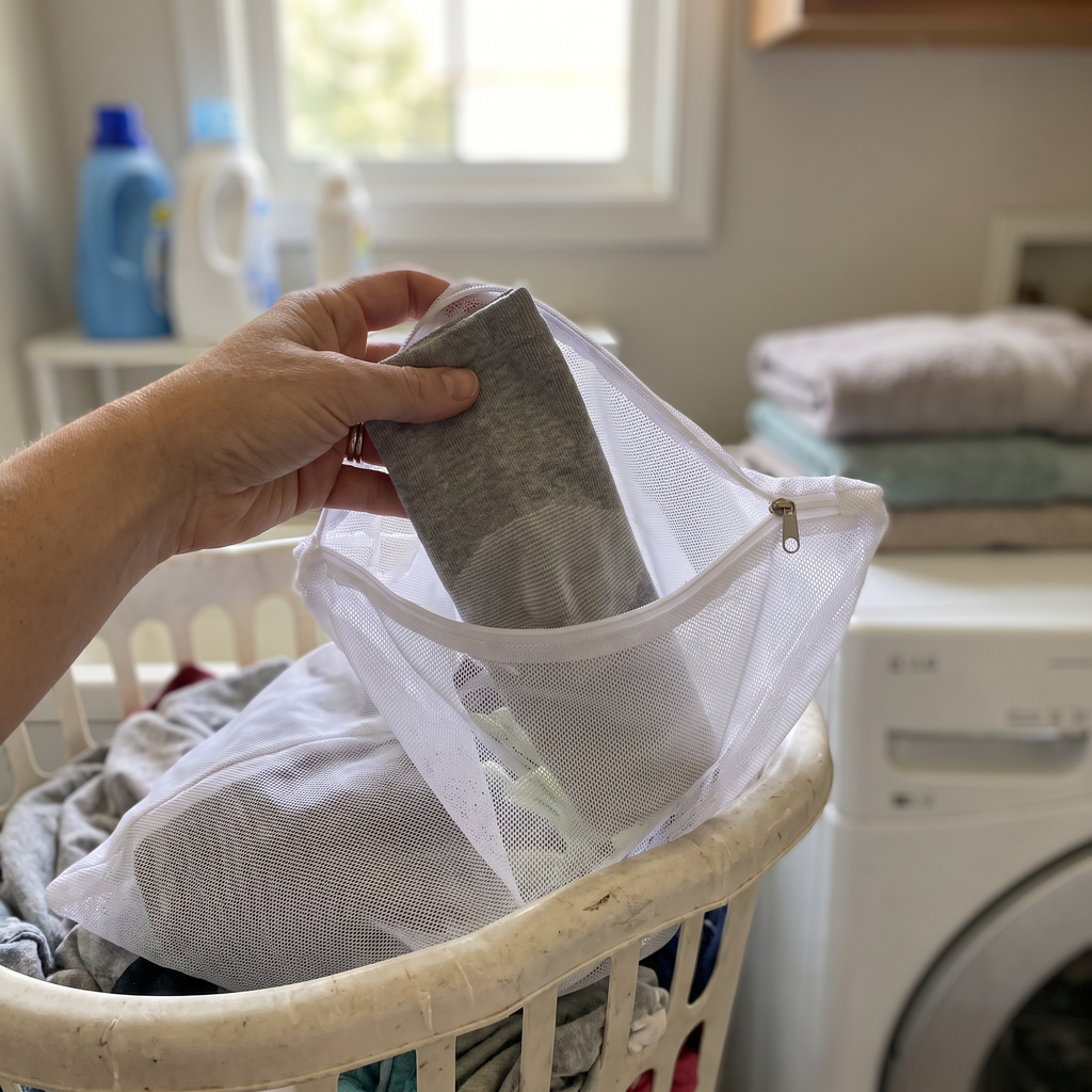 Genouillère de compression glissée dans le filet de lavage SovaFlex