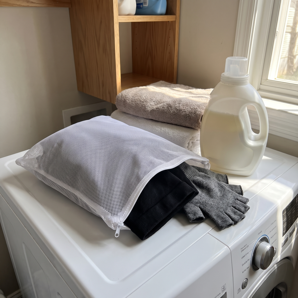 Filet de lavage SovaFlex posé sur le lave-linge