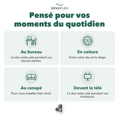 Coussin lombaire pensé pour vos moments du quotidien : au bureau, en voiture, au canapé, devant la télé