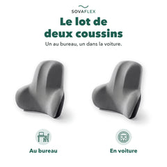 Lot de deux coussins lombaires, un au bureau et un dans la voiture