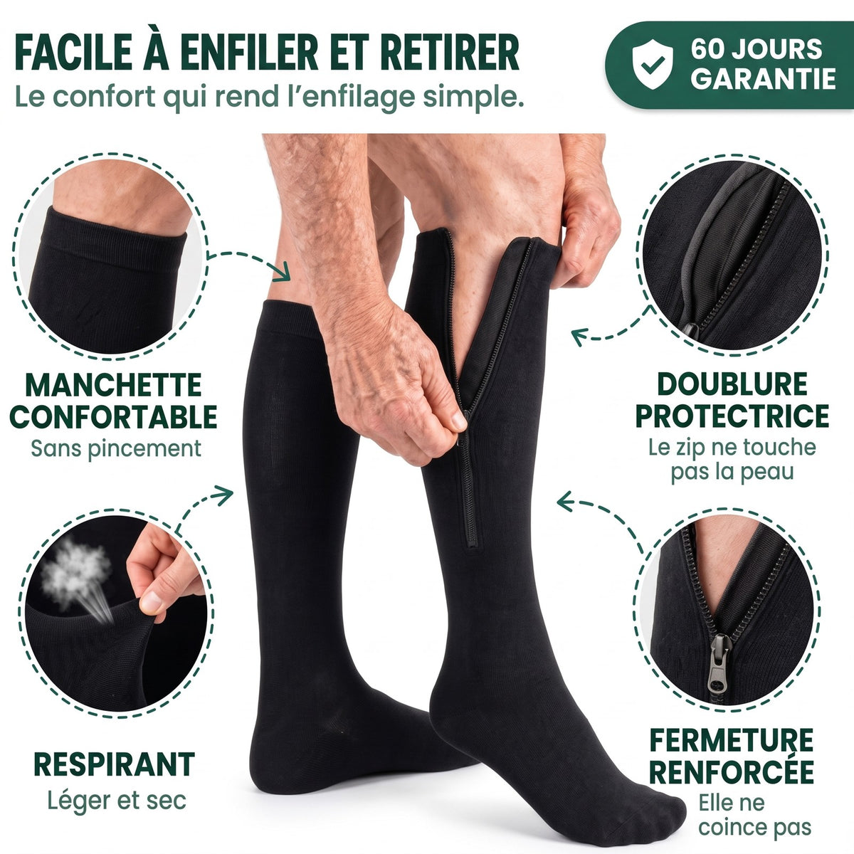 Facile à enfiler et à retirer : manchette confortable, doublure protectrice, respirant, fermeture renforcée